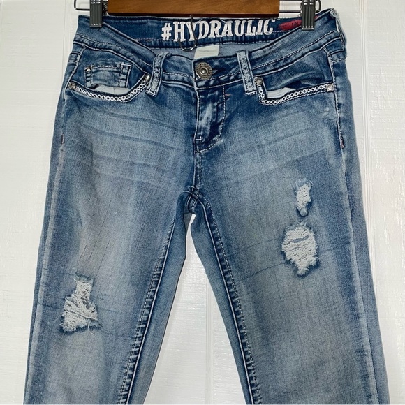 Hydraulic skinny jeans women’s size 5/6 distressed denim casual pants bleach - Picture 7 of 12